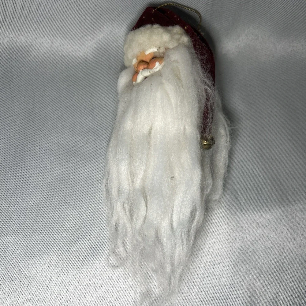 Vintage 1980's Hand-Painted Santa Claus Head Hanging Christmas Ornament 7" - Picture 6 of 10